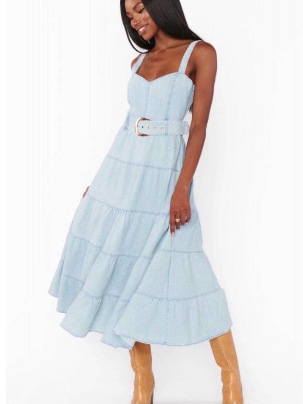 Show Me Your MuMu Dew Drop Lainey Midi Dress in Pale Blue - Picture 6 of 12